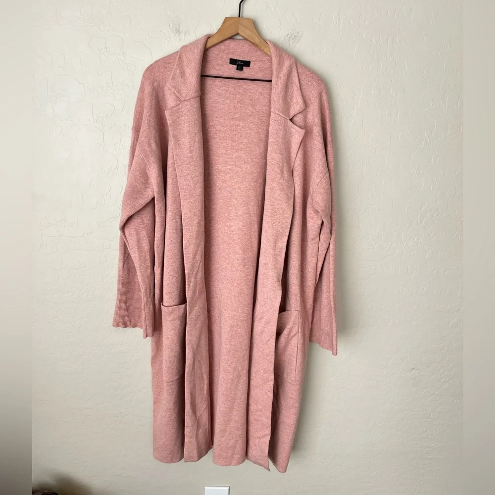 J. Crew Ella Long Cotton Wool Blend Cardigan Sweater Pink Blush Size XL